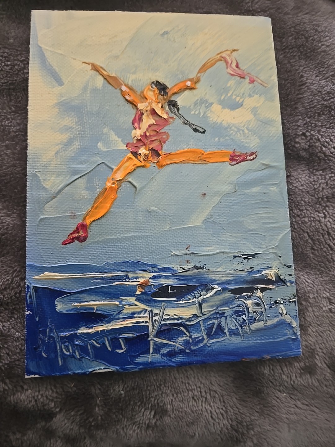 Morris Katz Original Painting 5×7 Signed 1977