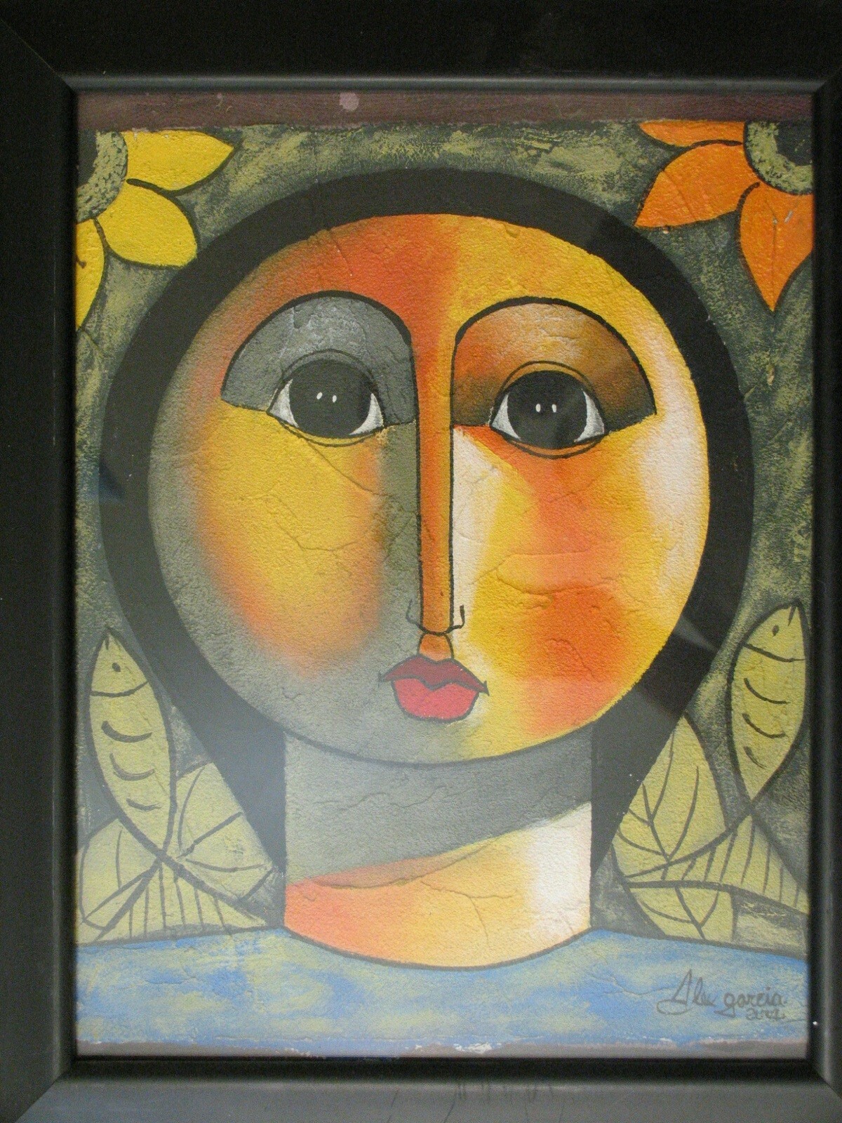Signed Alex Garcia Cubism Art Acrylic Painting on Canvas