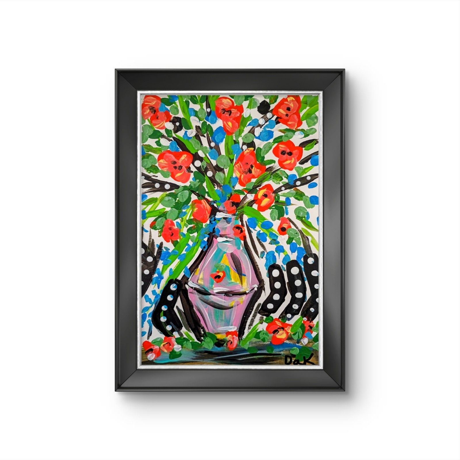 Orange Floral Dots 6×9 Thick Watercolor Paper Original Expressionism Abstract