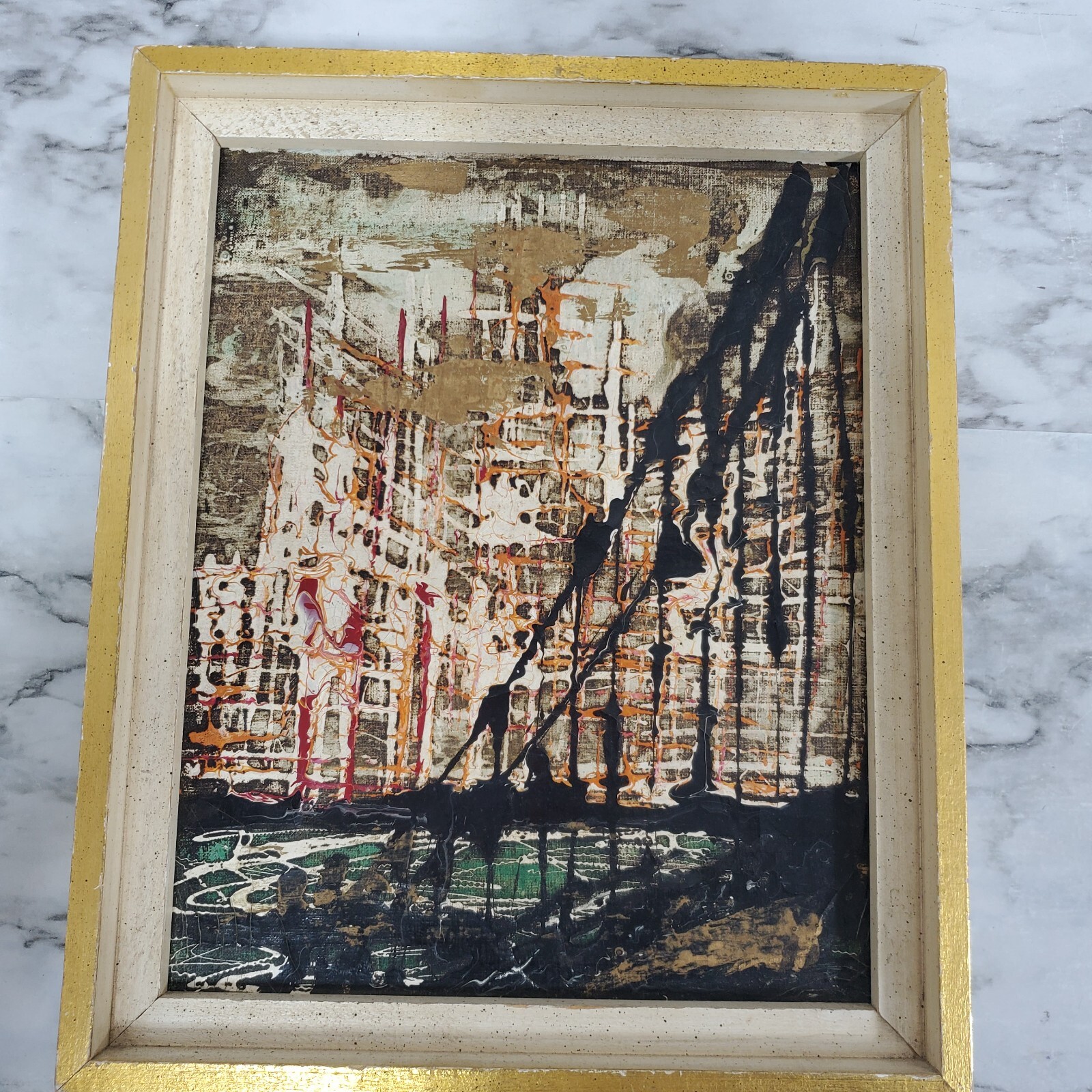 Raymond Dominique Ernandes Sfax Abstract Cityscape Canvas Oil Painting