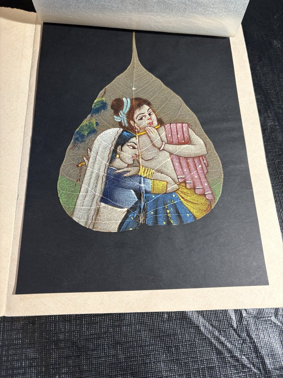 India Painting Pipal Tree Leaf Folk Art Hand Painted Oils Greeting Card