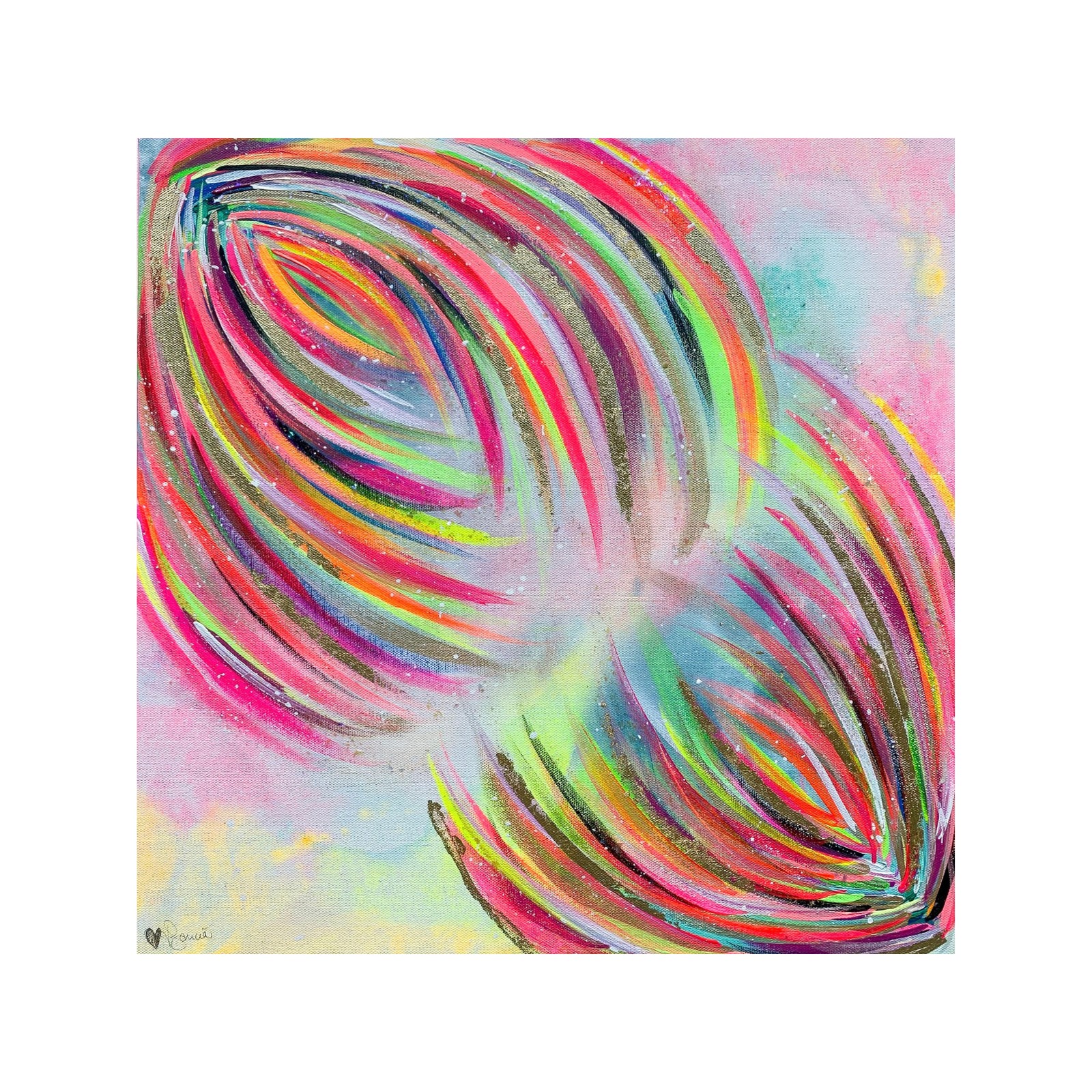 Rainbow Multiverse 20×20 Expressionist Floral Original Abstract Canvas Signed