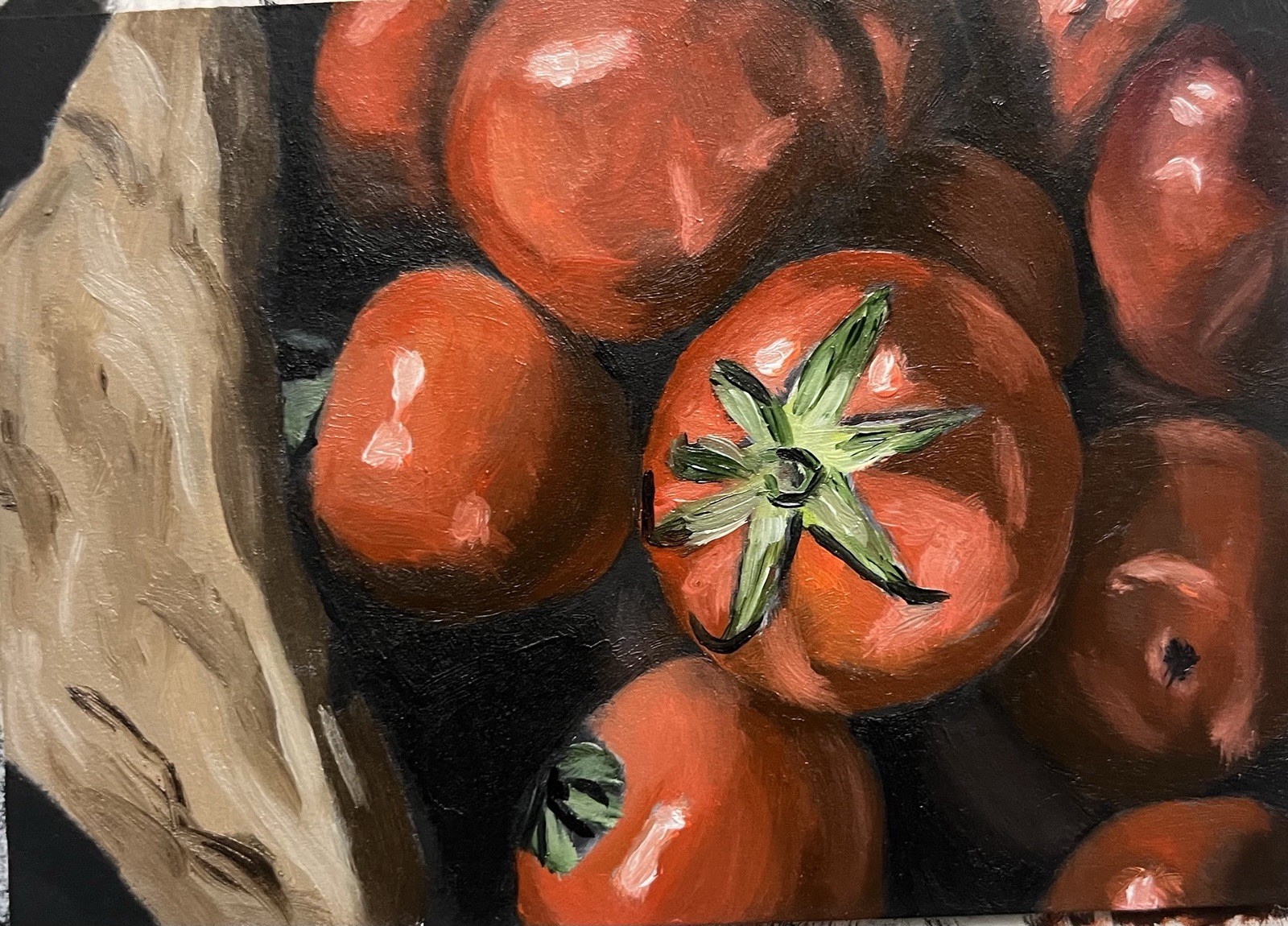 ACEO Original Oil Painting Tomatoes 2.5”x3.5” By Chris Reneau