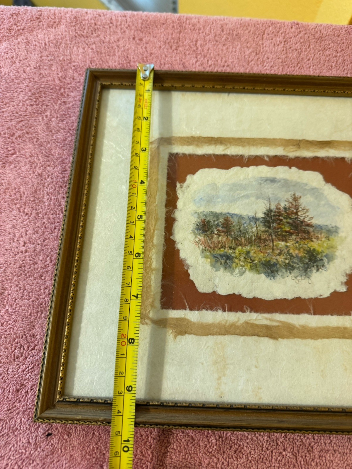 Miniature Watercolor Landscape Signed Painting 3.5×5 Framed w/Conservation Glass