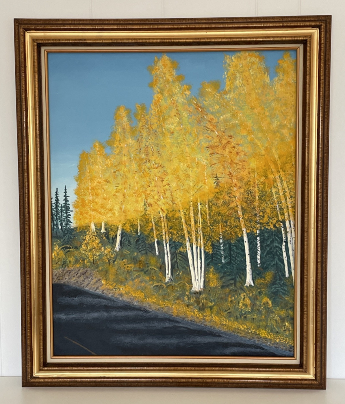Vintage Wooded Autumn Landscape Painting 30×36 » Birch Trees