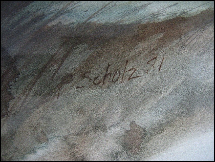 Vintage 1981 Peter Schulz Watercolor Painting Goolwa Australia Old Sheds Signed