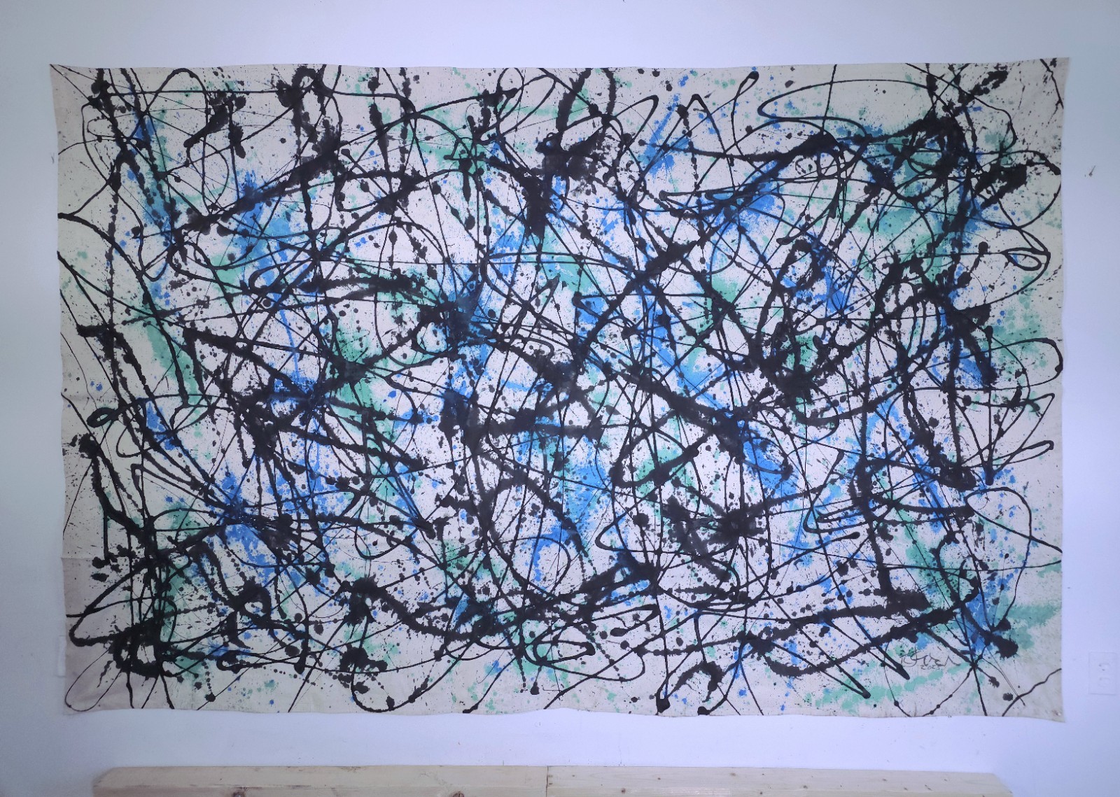 Museum Size Jackson Pollock Style Mid Century Large Abstract Painting Original