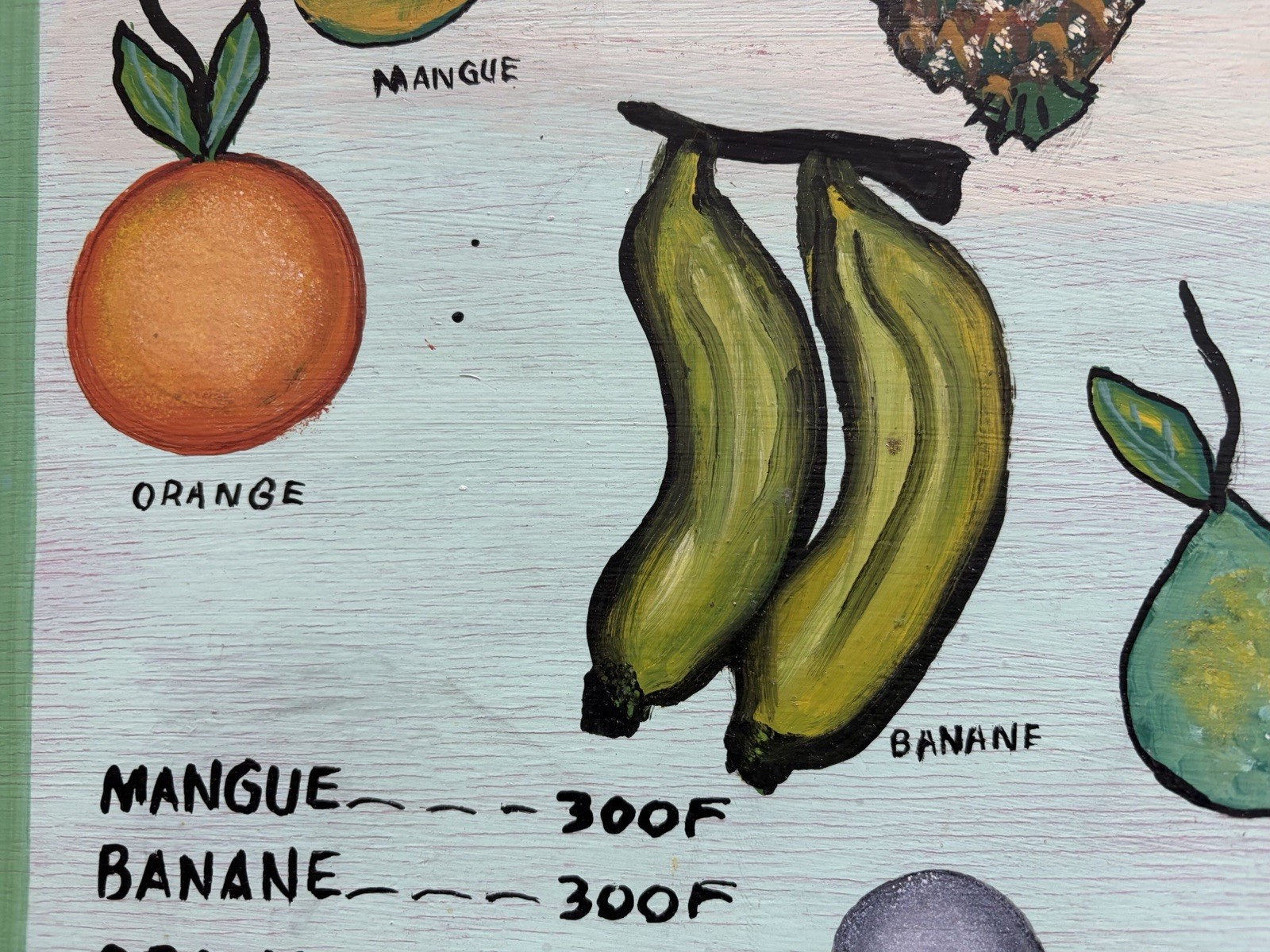Vintage Handpainted Restaurant Menu Sign African Folk Art Signed Abdoulaye Gumar
