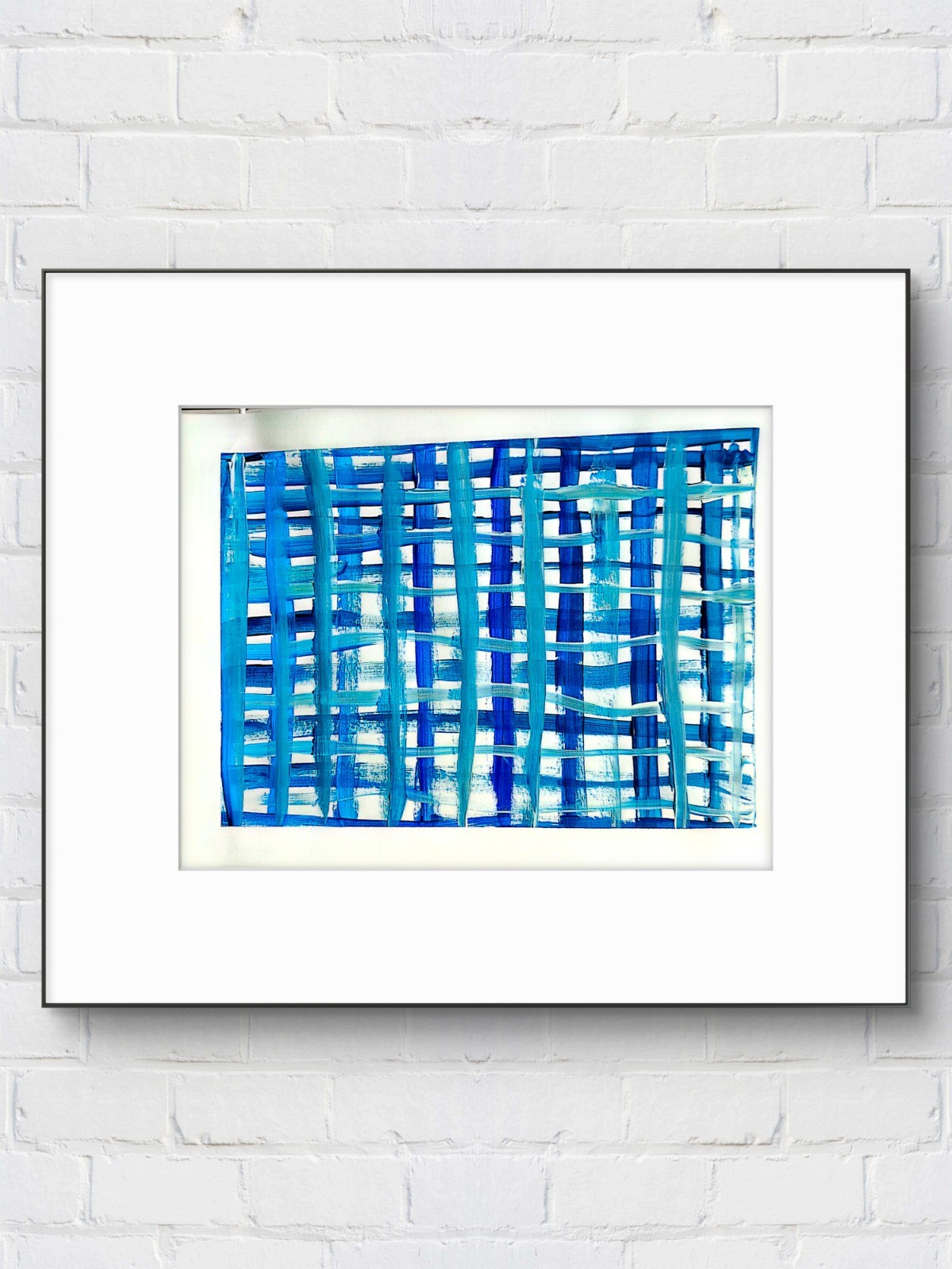 Blue Abstract Woven Pattern Contemporary Expressionist 12×12 Paper