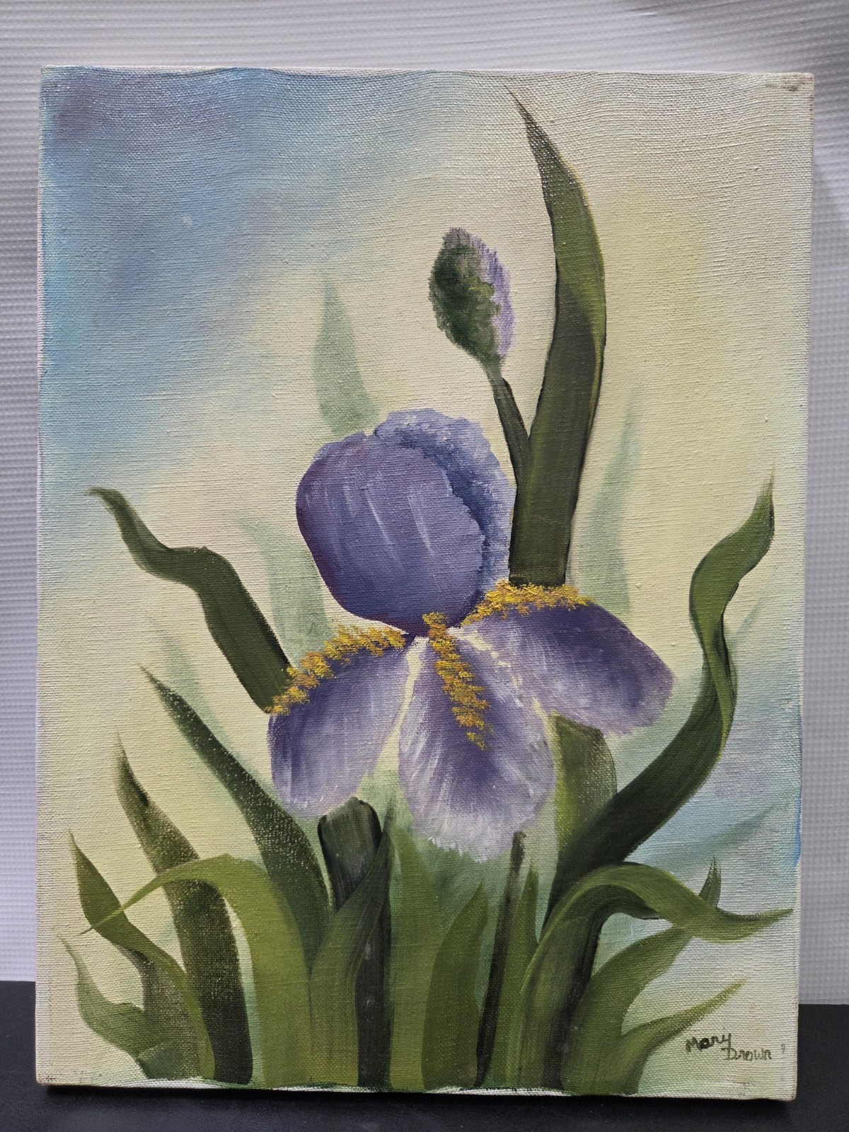 Purple Iris by Mary Brown Oil on canvas 16×12″