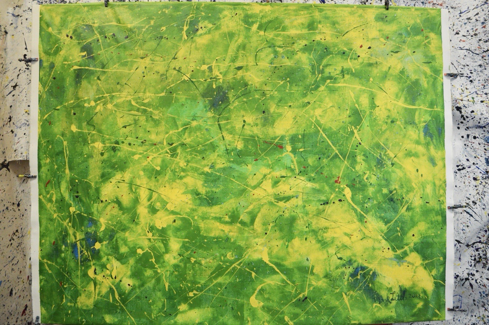 Jackson Pollock Style Giant Canvas Painting 81”X62” (6 Foot 9 inch) Abstract XXL