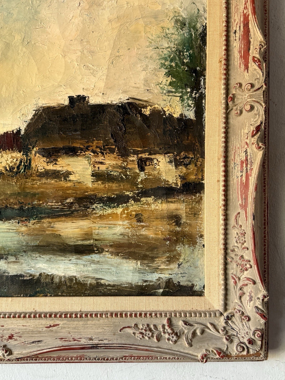JACOB GATES ANTIQUE MODERN ABSTRACT LANDSCAPE OIL PAINTING VINTAGE NEW YORK 1943
