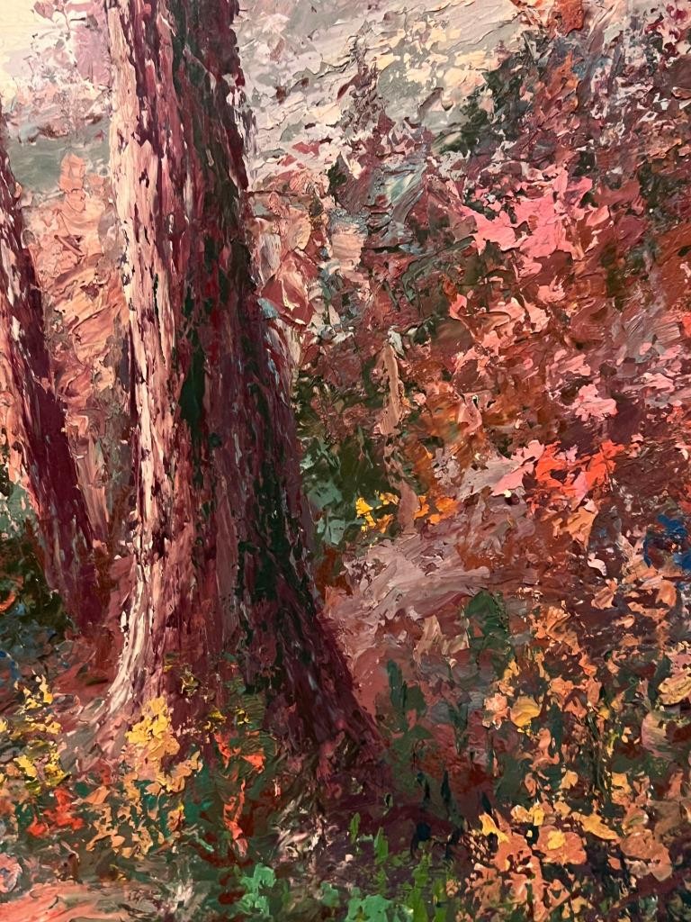 Old 1959 Expressionist Impressionist Landscape Oil Painting Trees Artist Signed