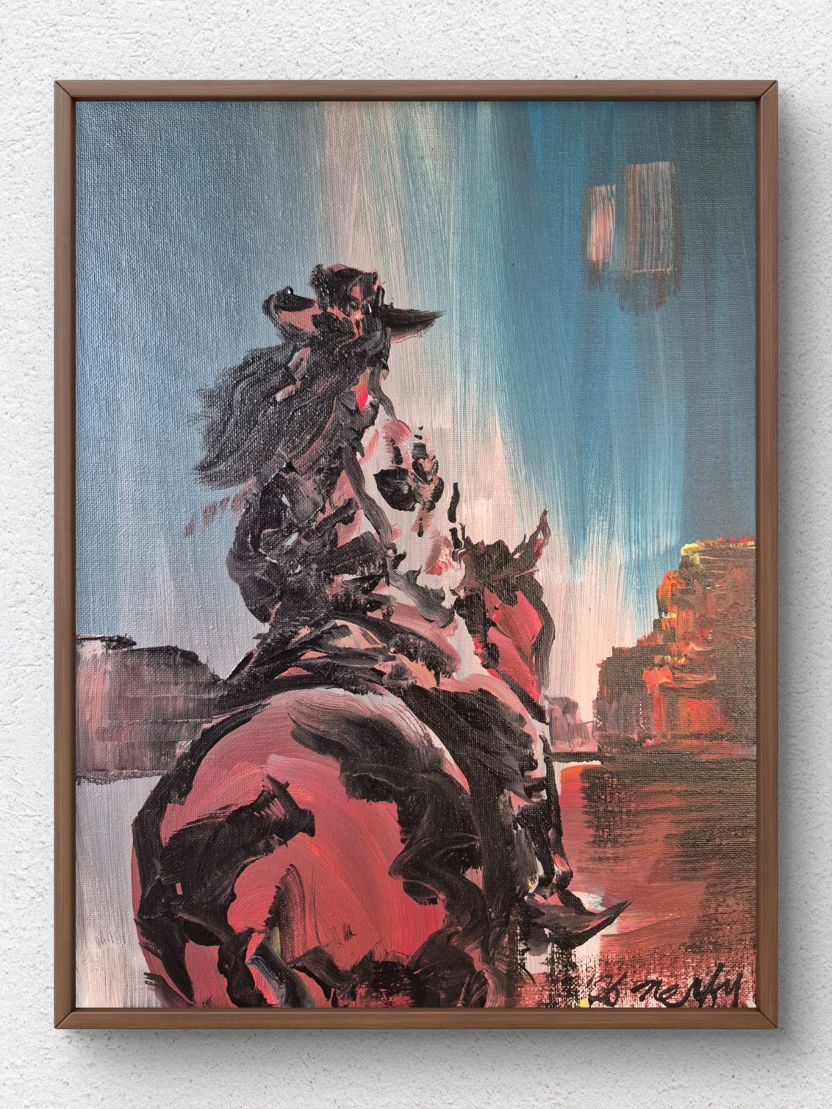 Original Cowgirl 11×14 Acrylic Canvas Abstract Expressionist Signed Wall Art A88