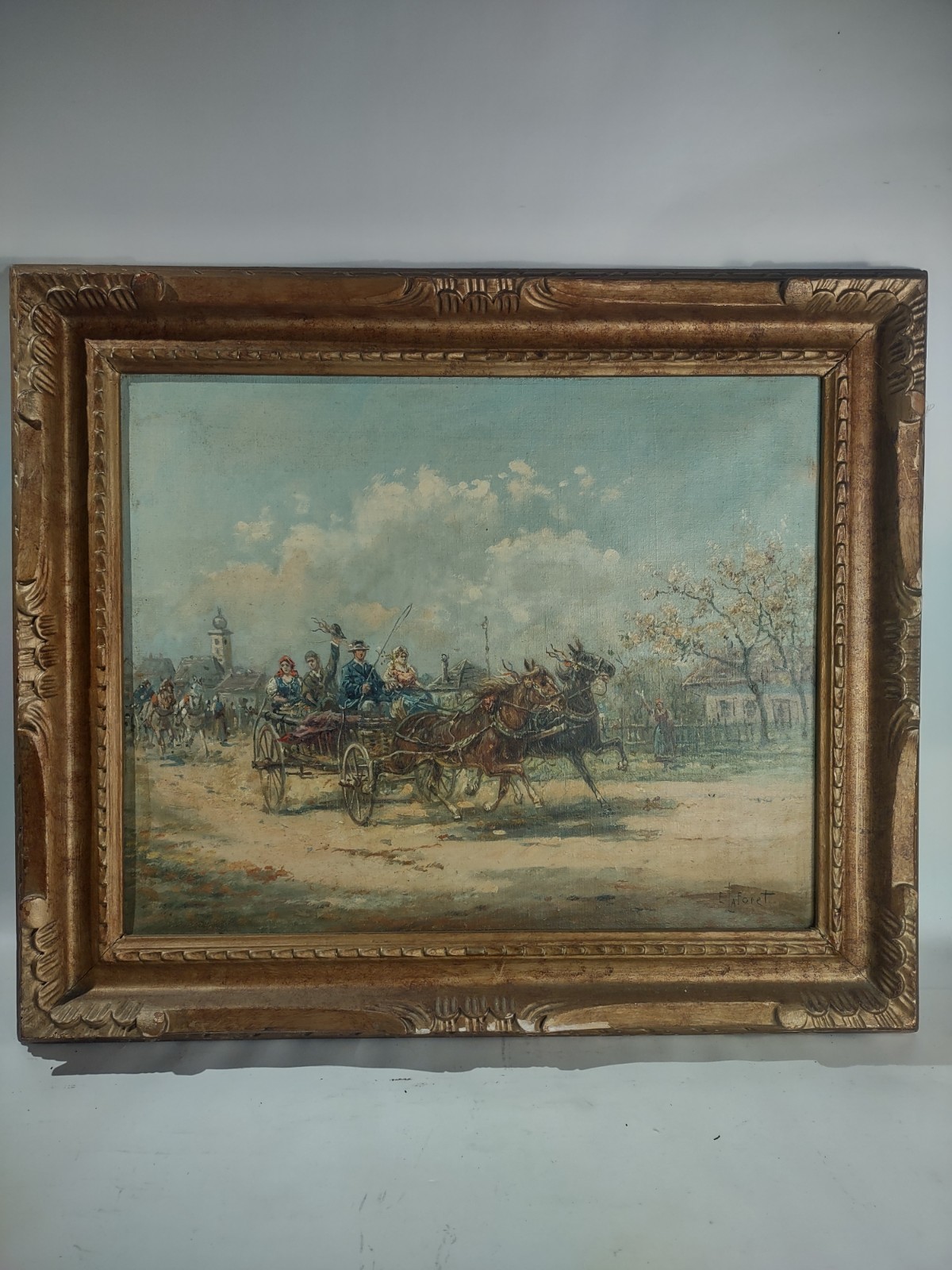 Large Antique Oil Painting. Signed Eugene La Foret