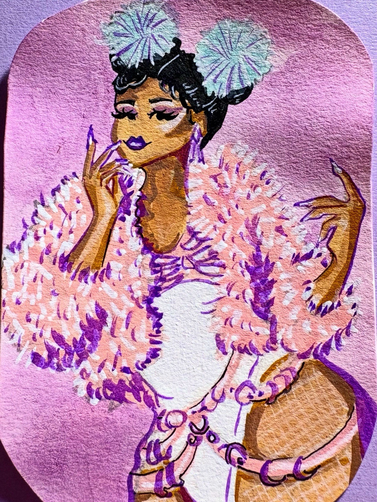 ACEO Original Pinup Shea Couleé Drag Queen Acrylic 2.5×3.5 by BrieMcDoodles