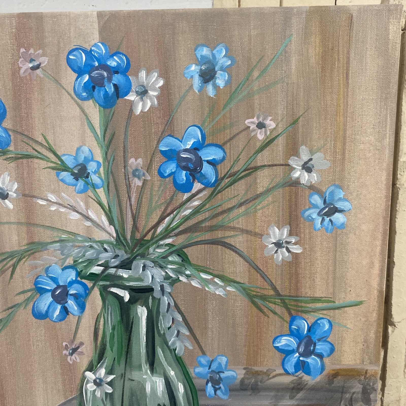 Original Acrylic Painting on canvas 16”x 20” 2026 » Flower White Blue