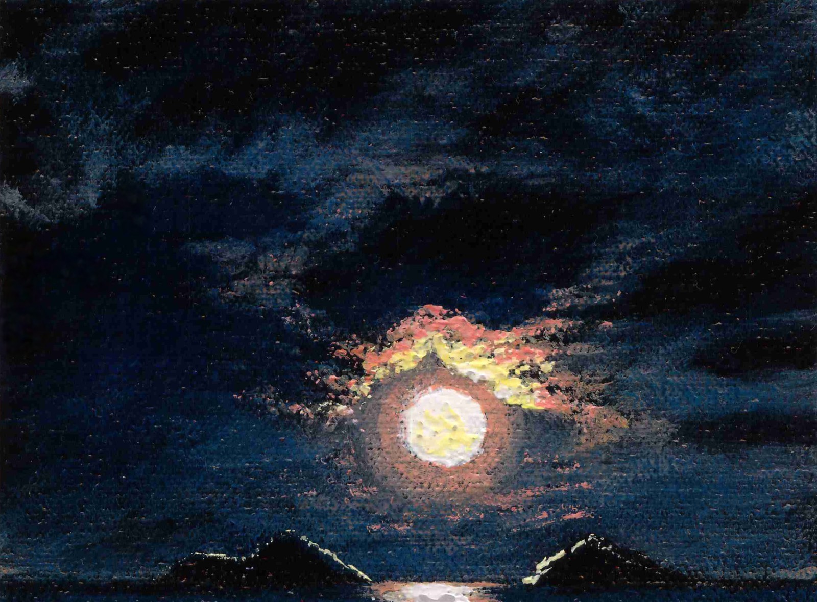 MOON V – Original Oil Miniature 6″x4″ | Moon Reflections Series | NO FRAME