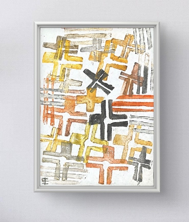 Original Acrylic Earth Tones Modern Abstract 7×10 Paper, Holly Hammond
