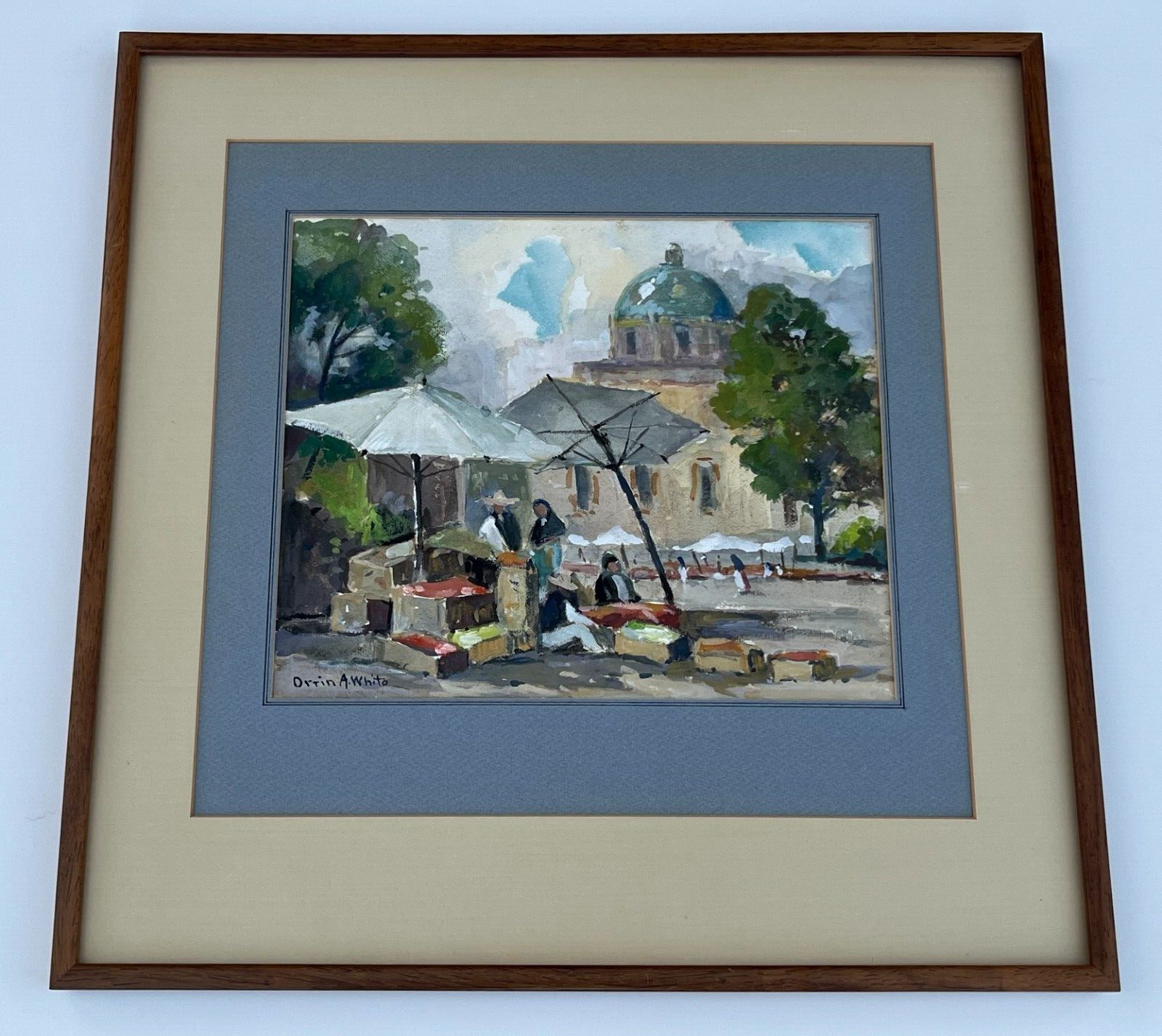 Orrin A. White(1883-1969) «Market Day, Taxco» Orig. Watercolor Painting on Paper