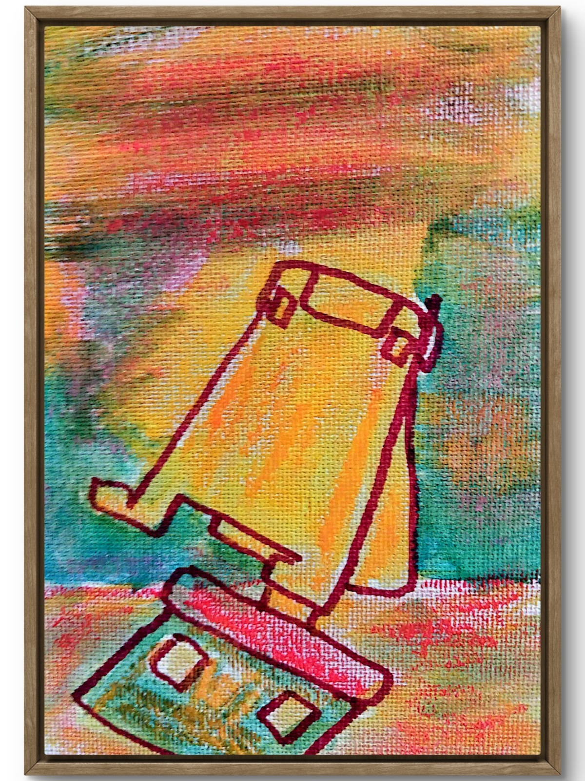 Phone Stand Modern Original Signed Canvas Panel Home Decor Acrylic 4×6 Wall Art