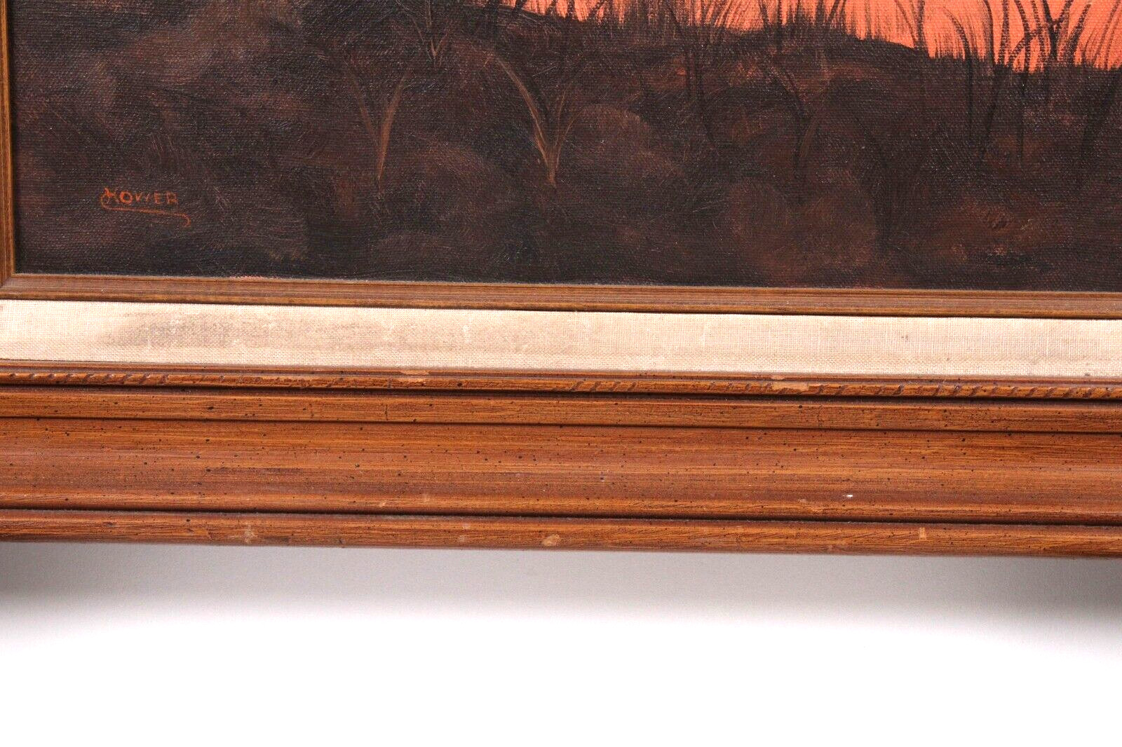 Sunset Bayou Painting Ducks Flying Pond Oil Painting On Canvas Signed Hower?
