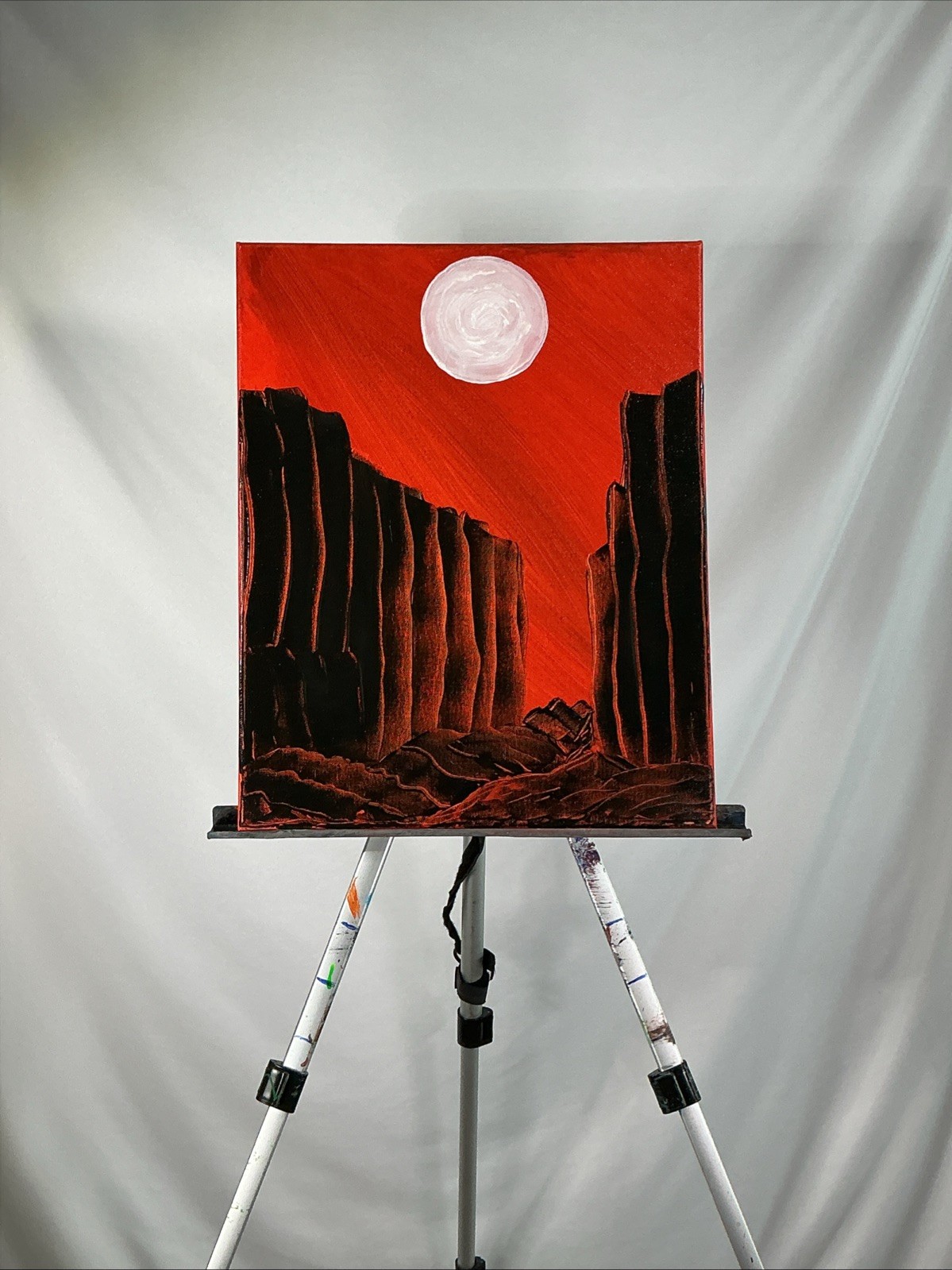 Abstract Southwest Canyon Painting «Great Moon Pass» Original Canvas Art 20×16