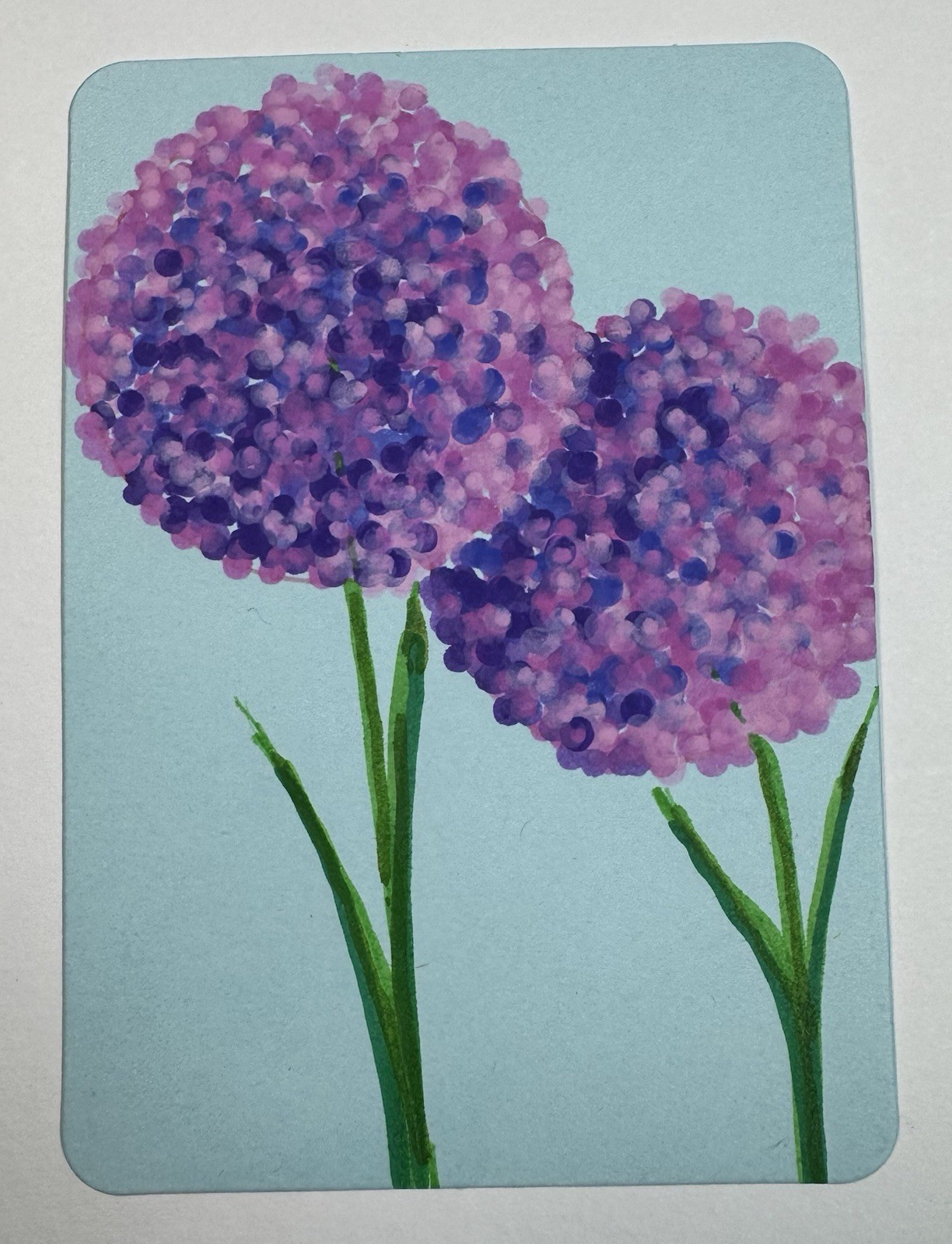 ACEO Set Of Two Original Hand Painted Acrylic Abstract Flowers Allium And Lilac