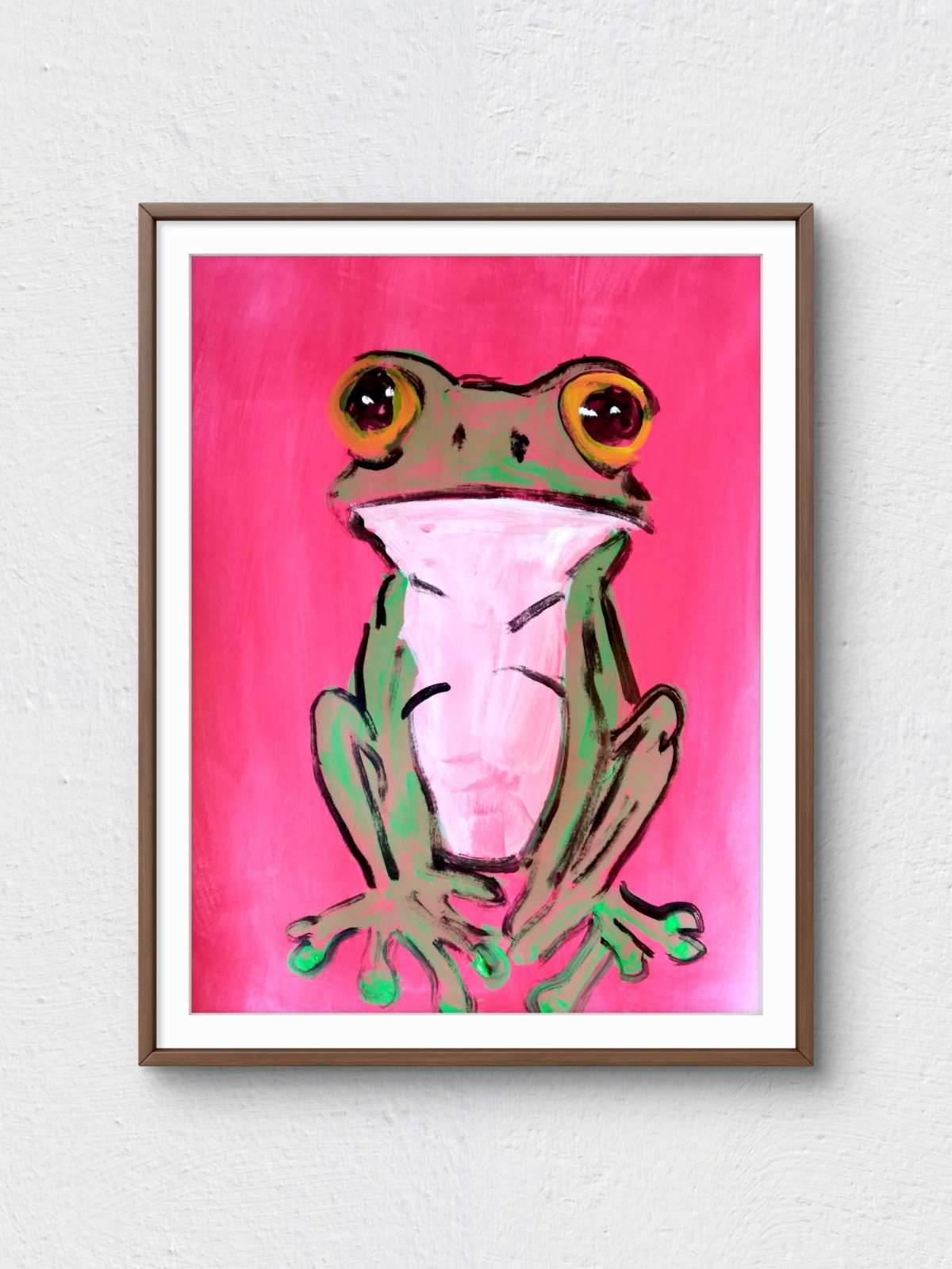 Shai Original 9×12 Impressionist Frog Acrylic Painting Signed Wall Art Paper