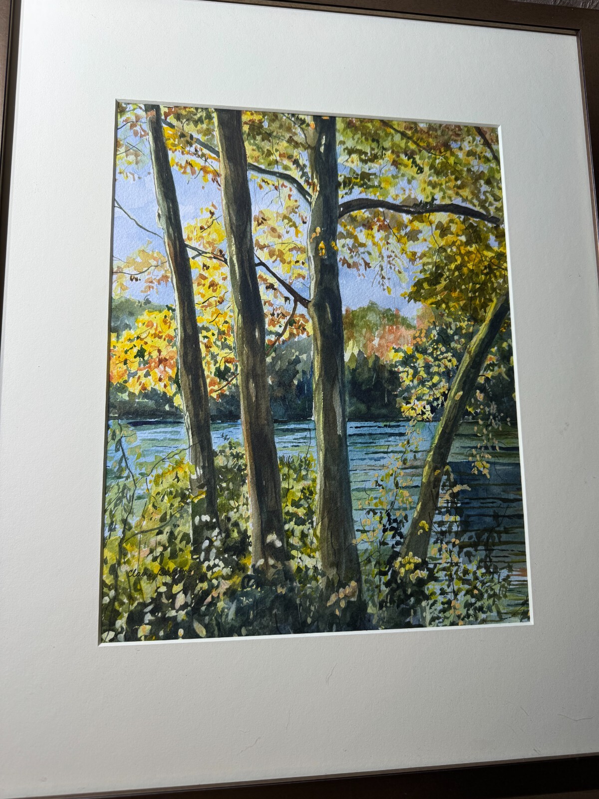 Claire Bergen «Rover Landscape Scene» Watercolor Painting – Signed And Framed