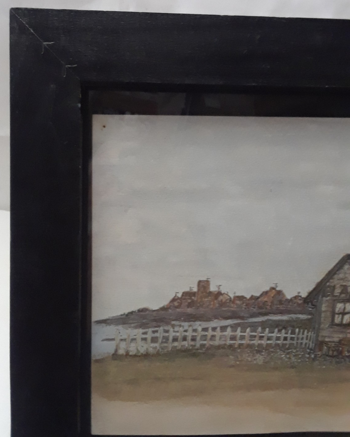 Original Acrylic Art Painting Eastern Seacoast Sign H. Crooks Framed under Glass