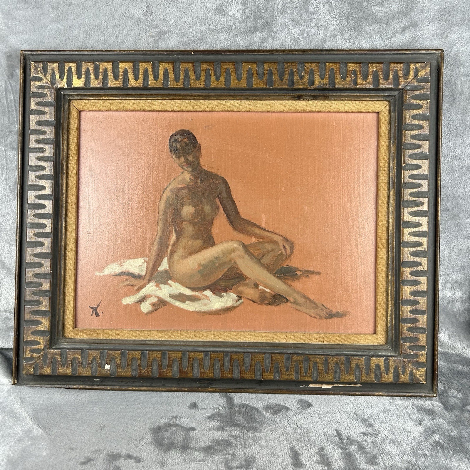 Sandor Klein Female Nude Painting Signed Oil On Board Mid Century Expressionism