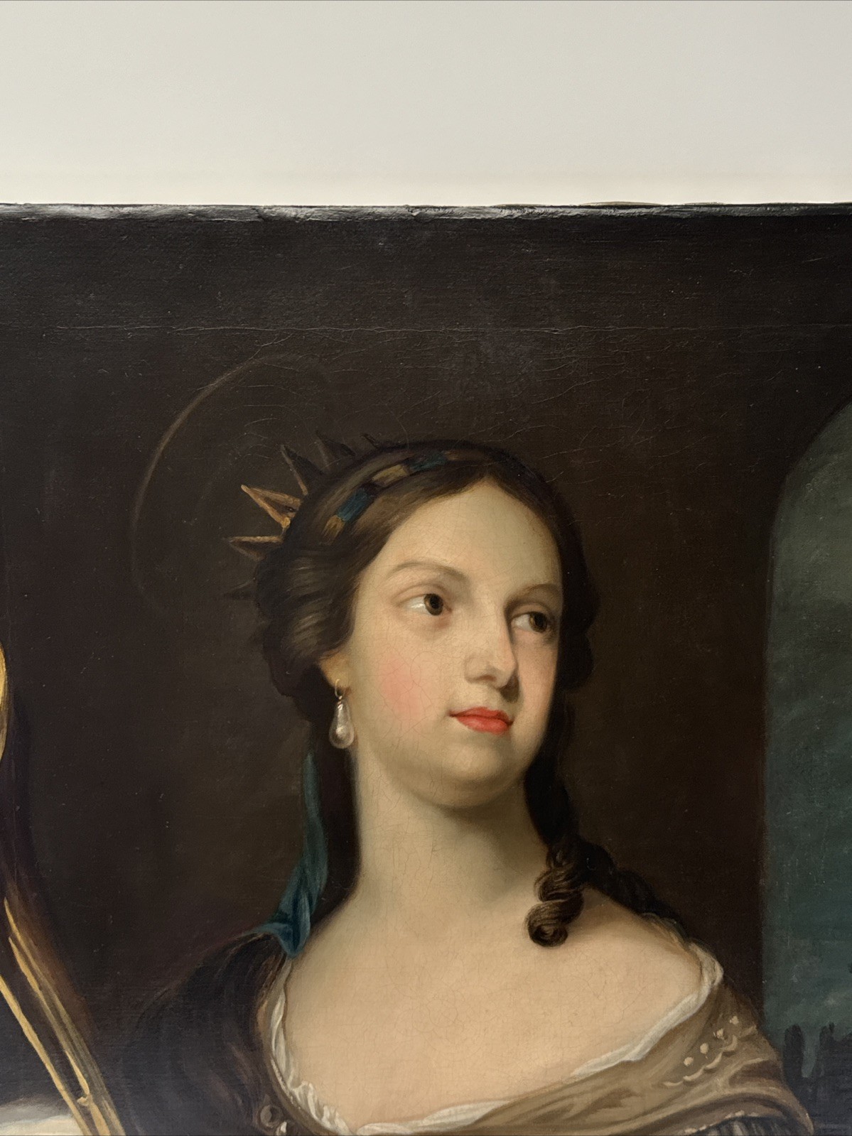 Old Master Painting Queen Crown Madonna Church Iconic 17th 18th Century Antique