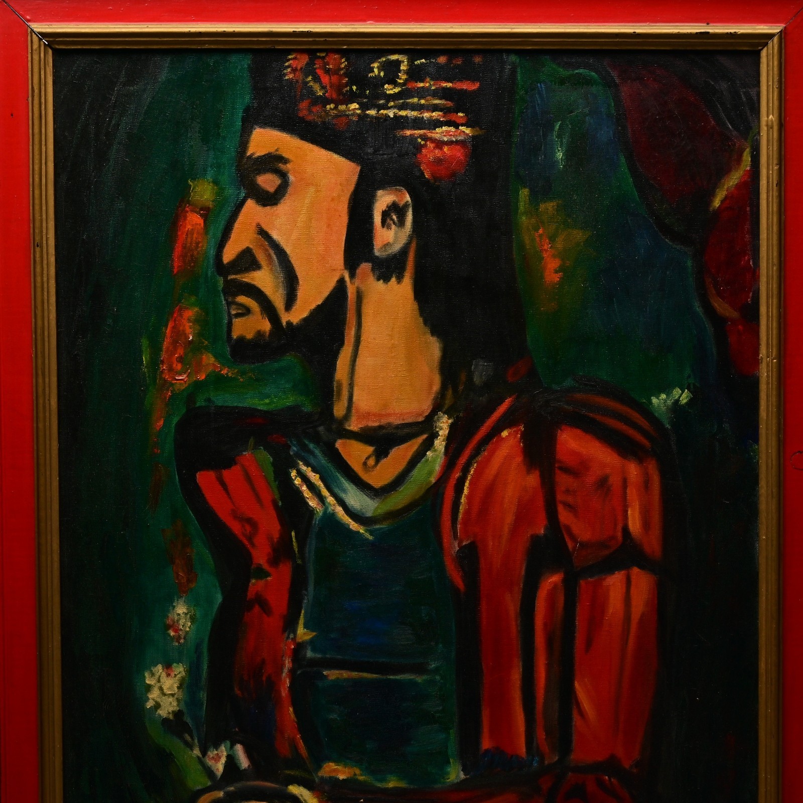 COOPER Original Vintage Signed Georges Rouault Old King Portrait Oil Painting