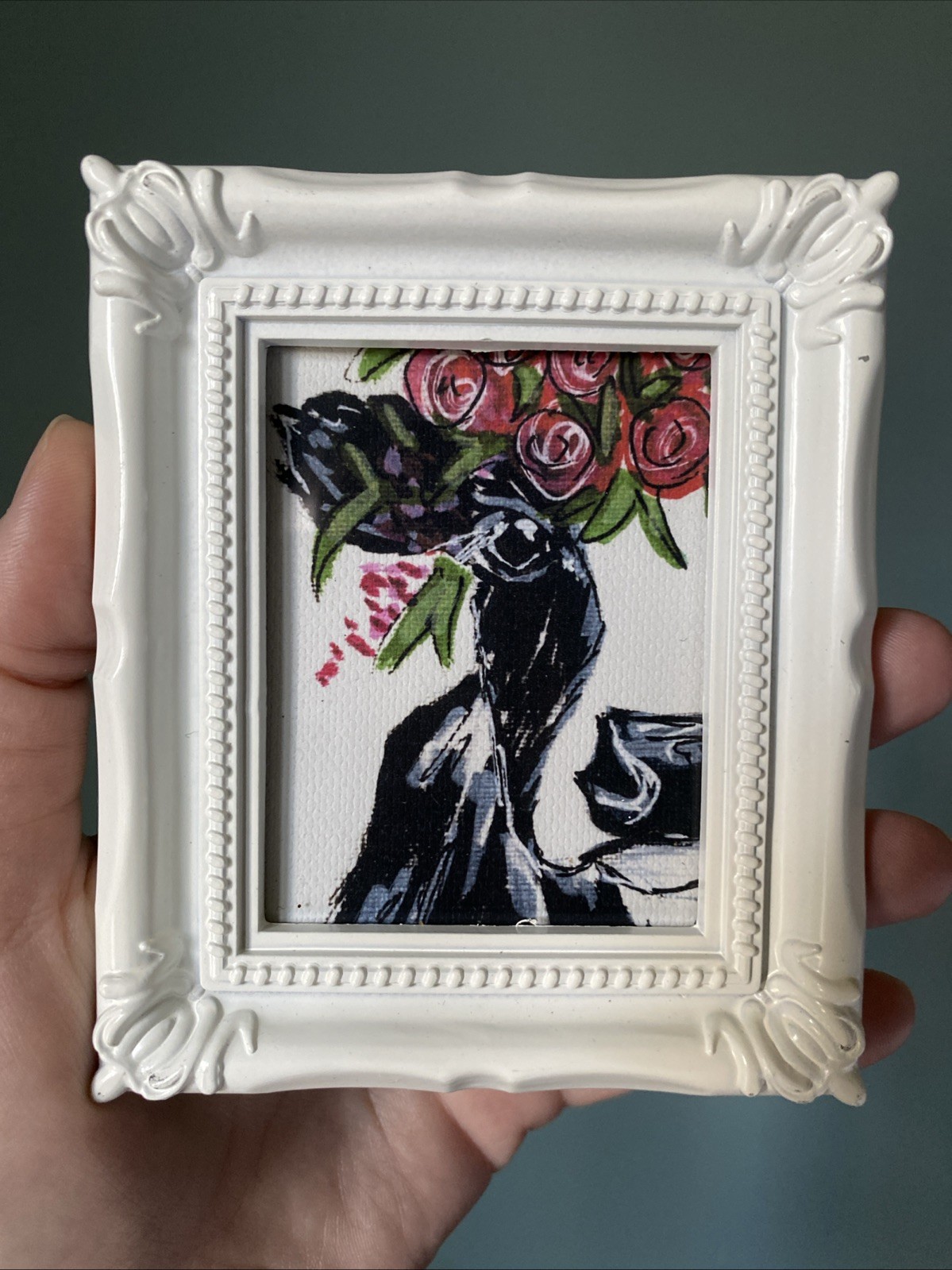 PRINT Cow Farm Animals Cute,funny, Painting,framed,miniature,small,mini