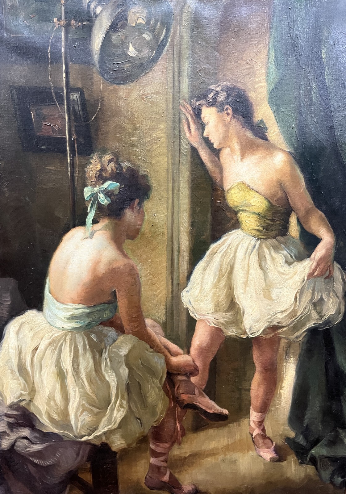 FRANCISCO RIBERA. DANCERS RESTING. OIL ON CANVAS. SIGNED. SPAIN. 1952