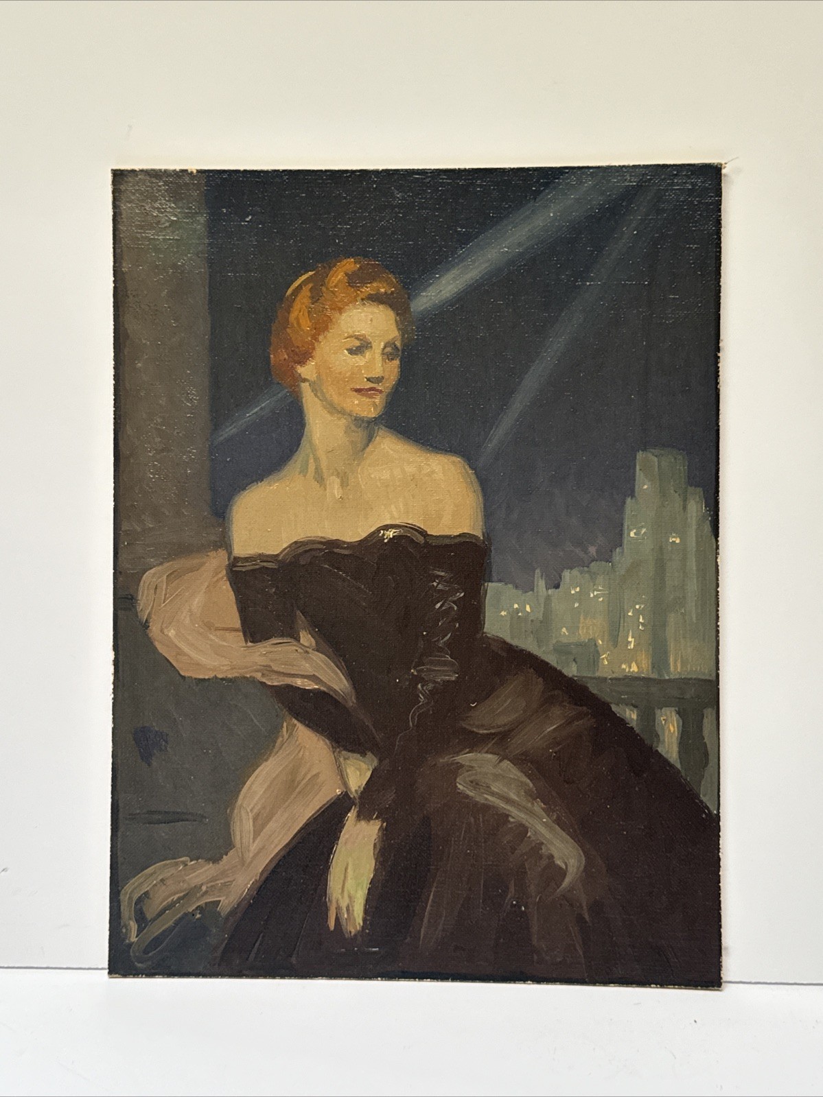 Antique Painting Portrait Woman Women Female Model Art Deco Cityscape Mystery
