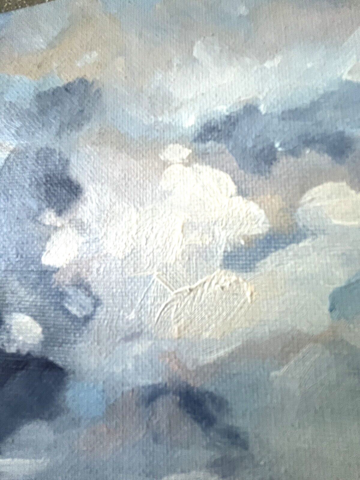 Paris Sunset Original Abstract Oil Painting Canvas Board Rich Textures Sky Blues
