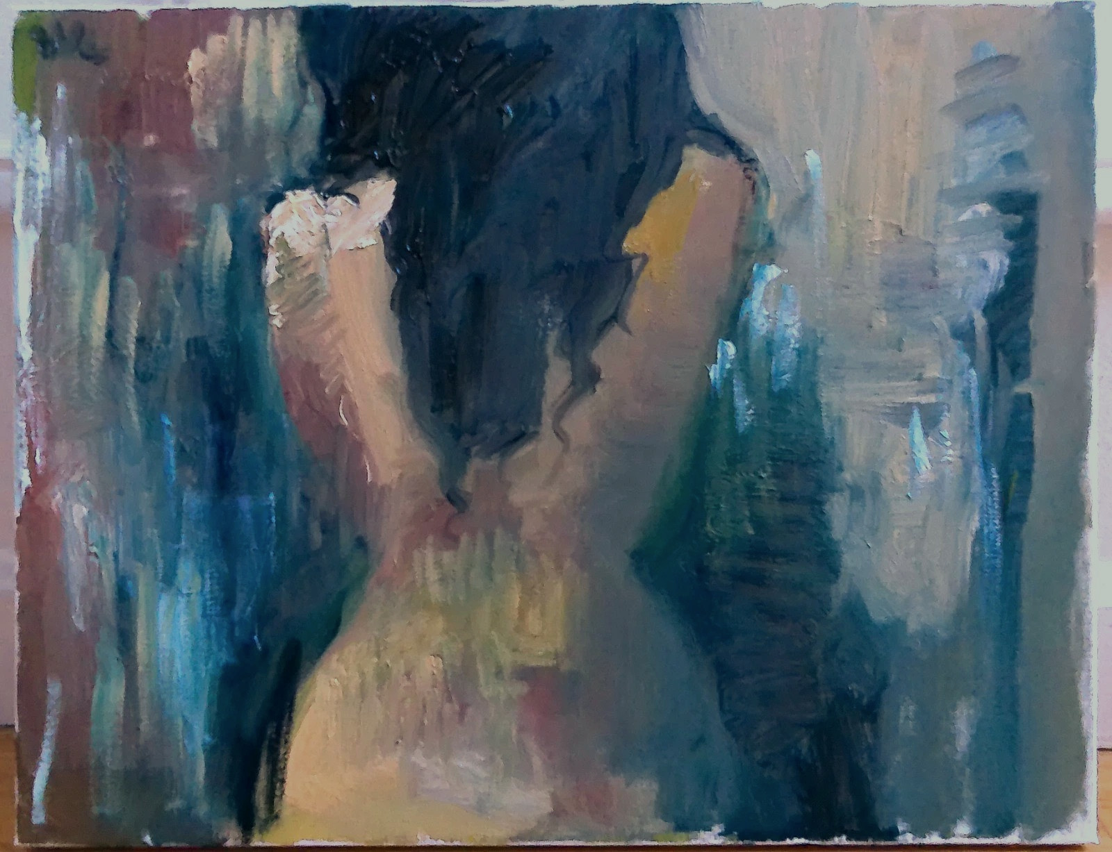 Portrait Oil Painting Gothic Cubism Boudoir 18”x14” Canvas Original Signed