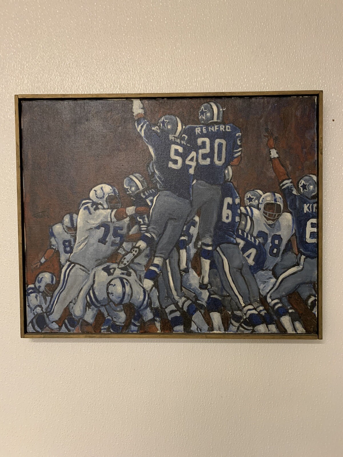 1971 Super Bowl V (5) Dallas Cowboys Baltimore Colts Jim O’Brien 16×20 Painting