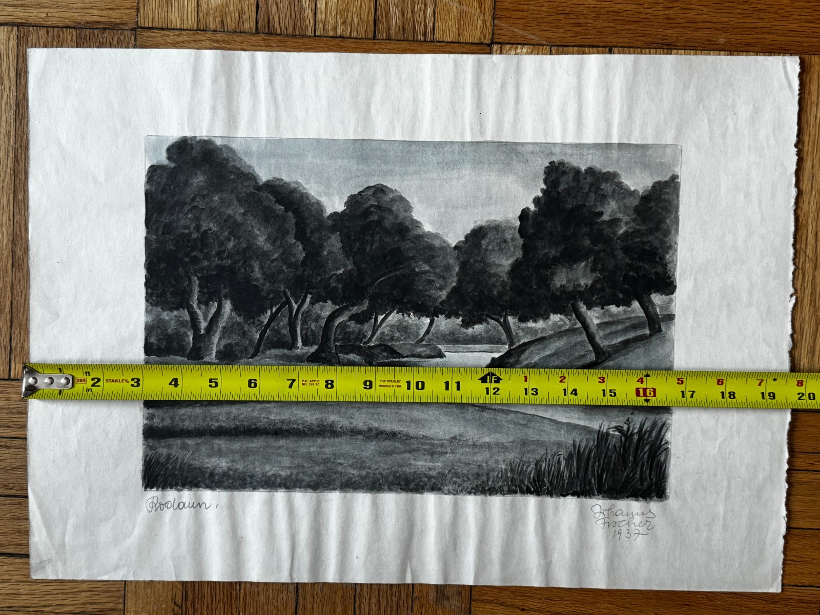 RARE Austrian Secessionist Gouache Painting Paper Johannes Fischer Signed 1937