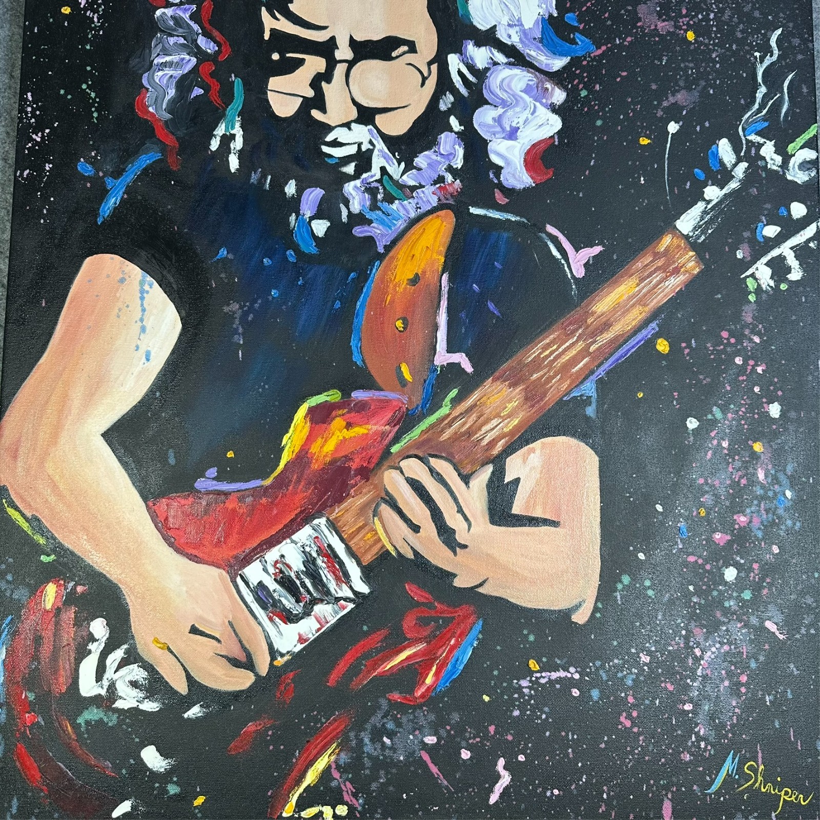 Original Jerry Garcia Abstract Painting Art Grateful Dead 30×24″ Canvas