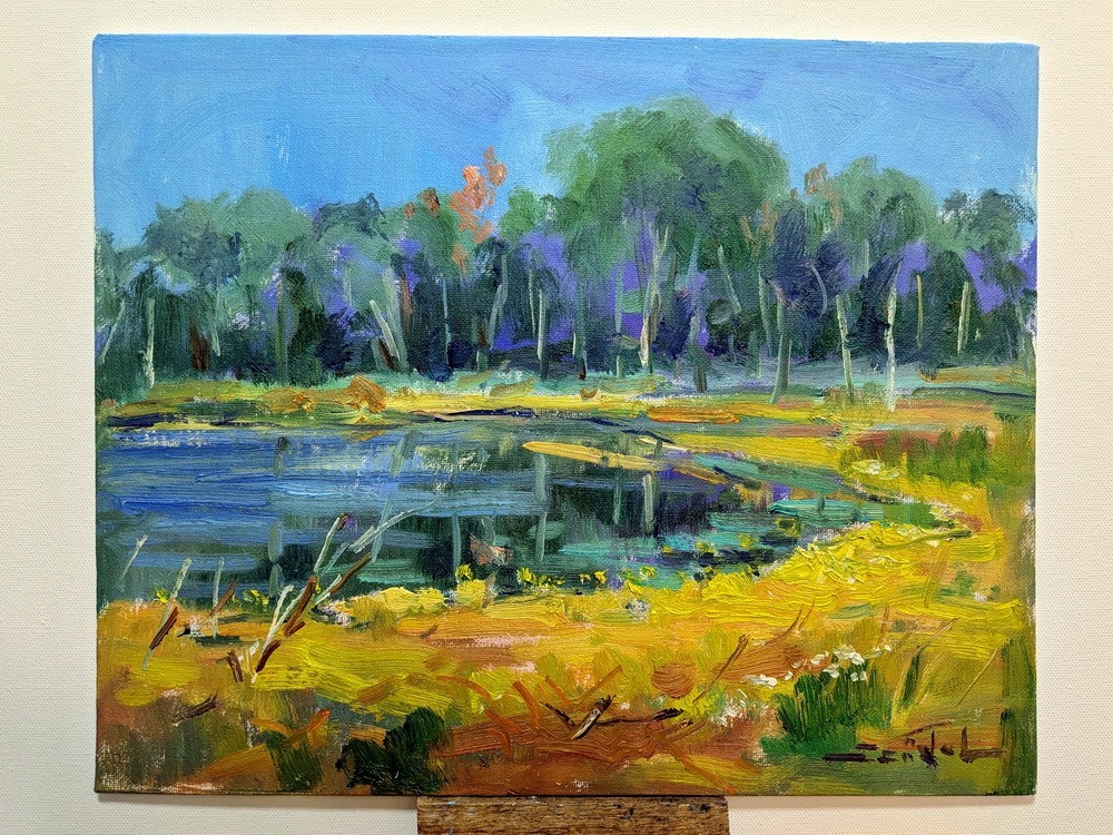 Original Artwork 11”x14” Oil On Canvas Panel Lakewood Forest By Tadeusz Seidel