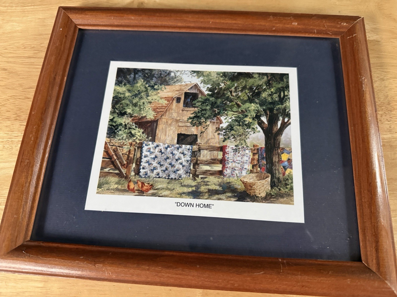 Judy Hartsfield Print Vintage 1995 Chicken Quilt Alabama Country Farm Framed