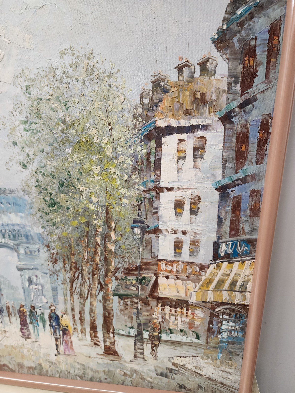 Vintage CAROLINE BURNETT «PARIS» Signed 21″ X 25″ Oil Painting Framed