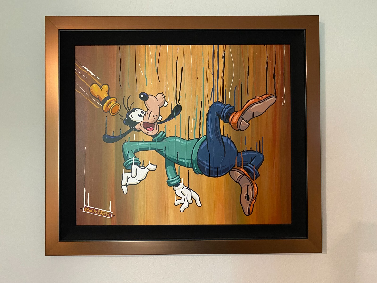 Disney Trevor Carlton «Falling Goofy» Hand Signed Painting
