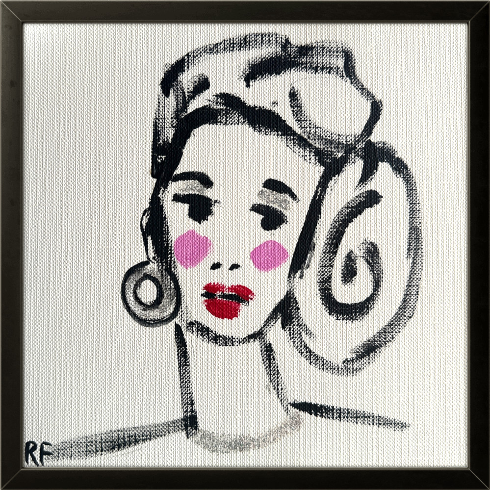 Chignon Chic — Original 6×6 Small Modern Woman Portrait Painting Face Art