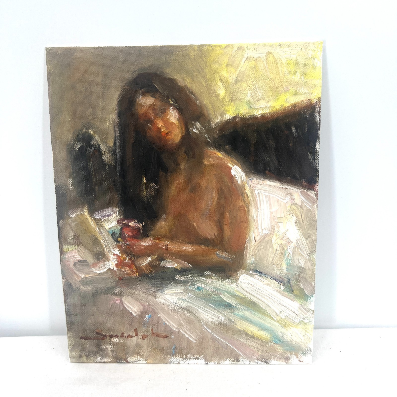Original Artwork Study 8”x10” Oil On Canvas Board Rest By Tadeusz Seidel