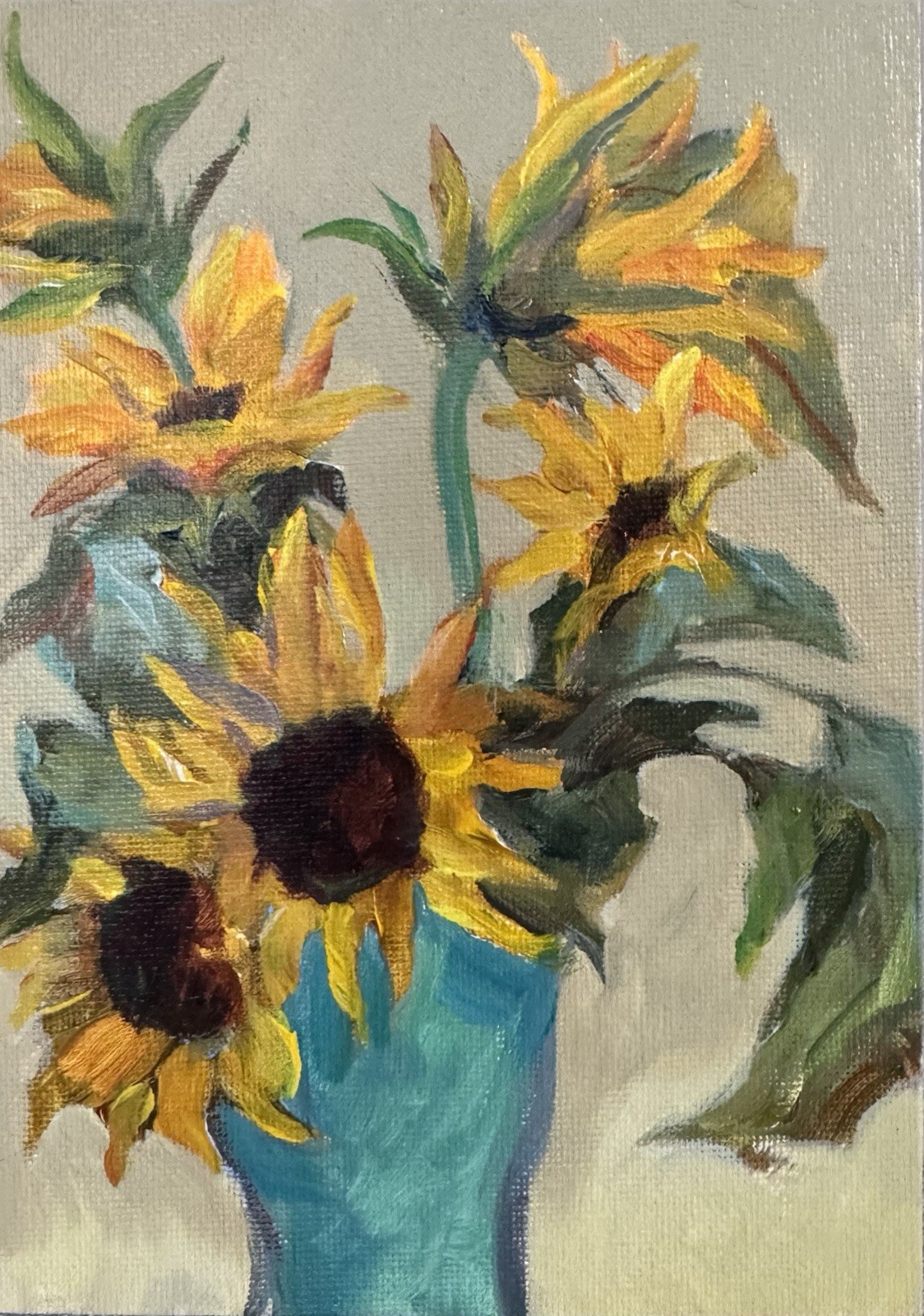 Original Acrylic Sunflower Painting On Canvas Panel 7”H X 5”W Valentine’s Idea
