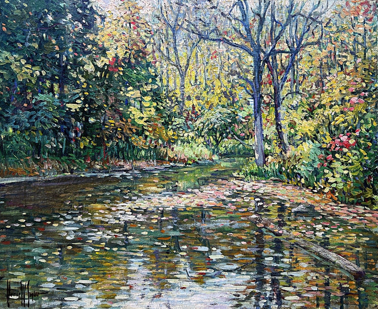 1930’s Impressionist Summer Pool Clarence W. Snyder 1873-1948, listed PA artist